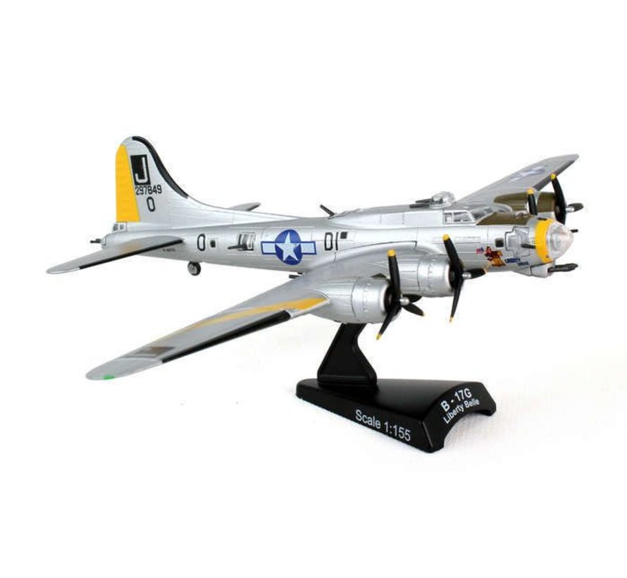 B17G Flying Fortress USAAF Liberty Belle J Silver Yellow J 1:155 with stand