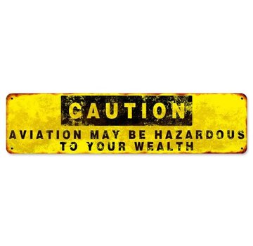 The Vintage Sign Co. Caution Aviation Hazardous Metal Sign