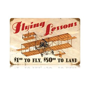 The Vintage Sign Co. Flying Lessons Metal Sign