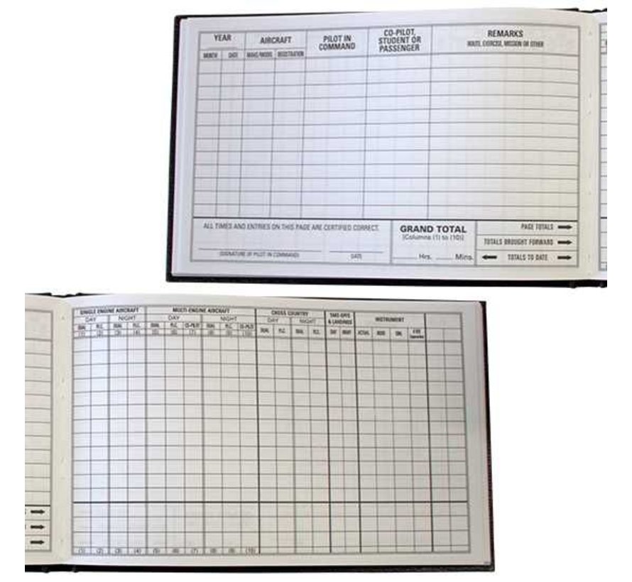 Pilot Logbook Small Black hardcover 8 3/4" x 5 1/2"