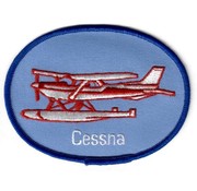 avworld.ca Patch Cessna on Floats Blue Oval 4" x 3"