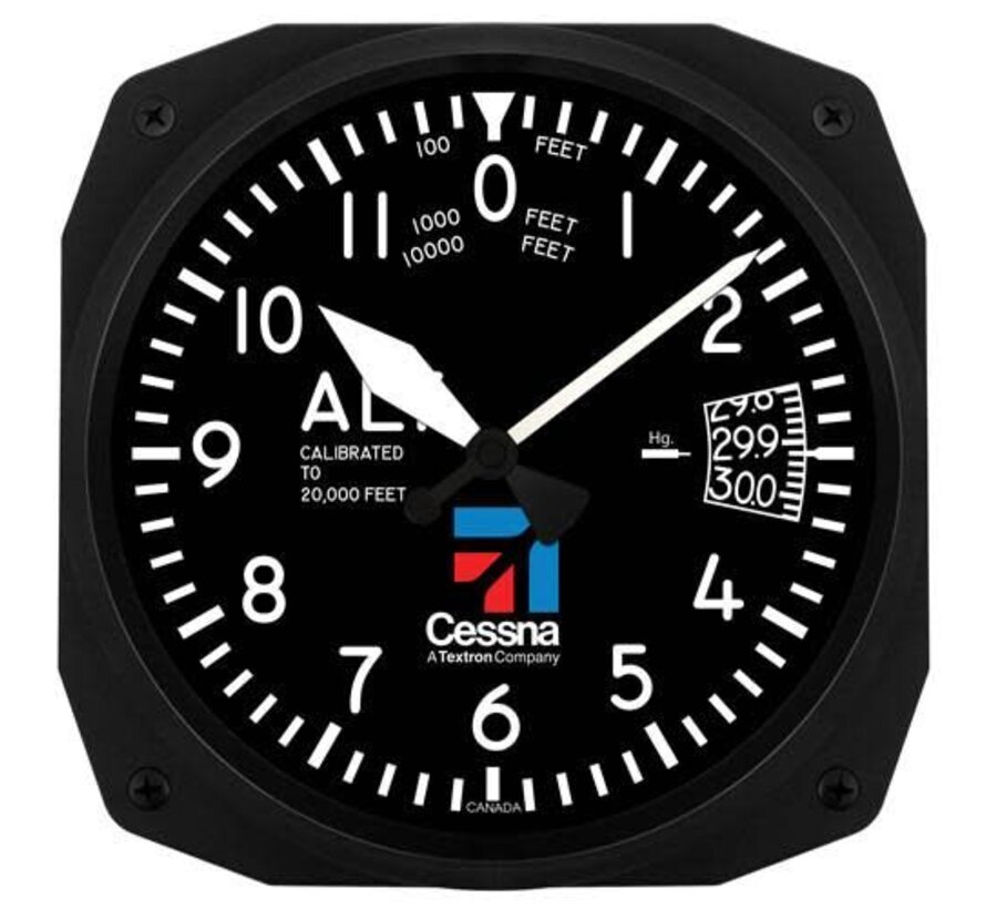 Cessna Altimeter Instrument Style Clock 10"