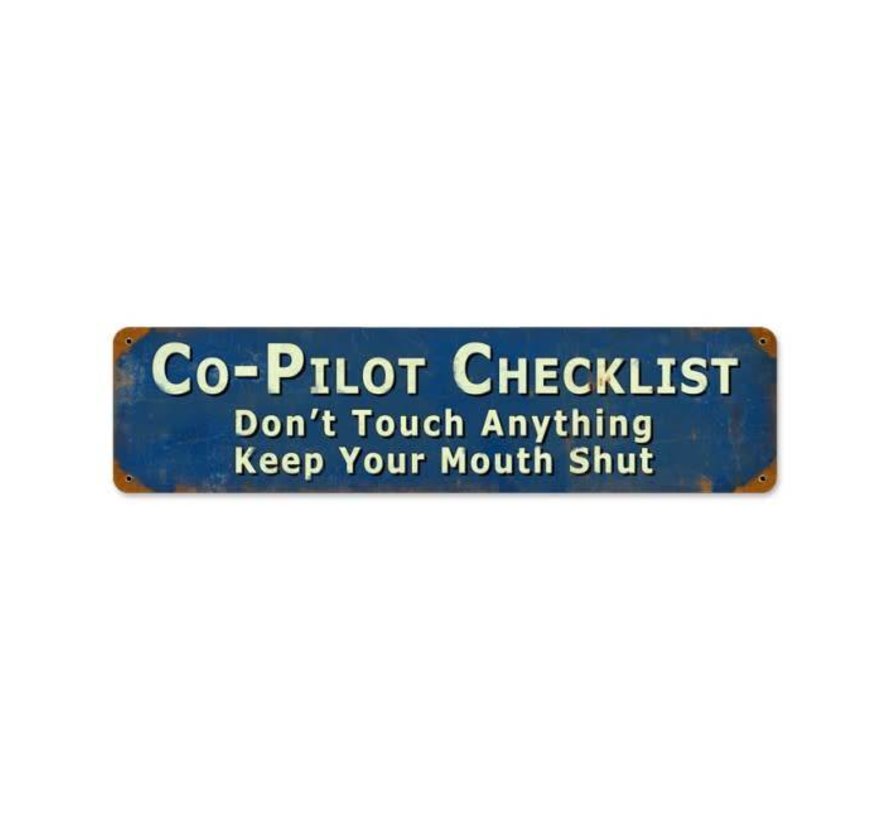 Copilot Checklist Metal Sign blue
