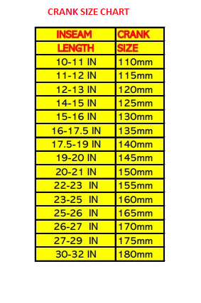 Bmx Crank Size Chart