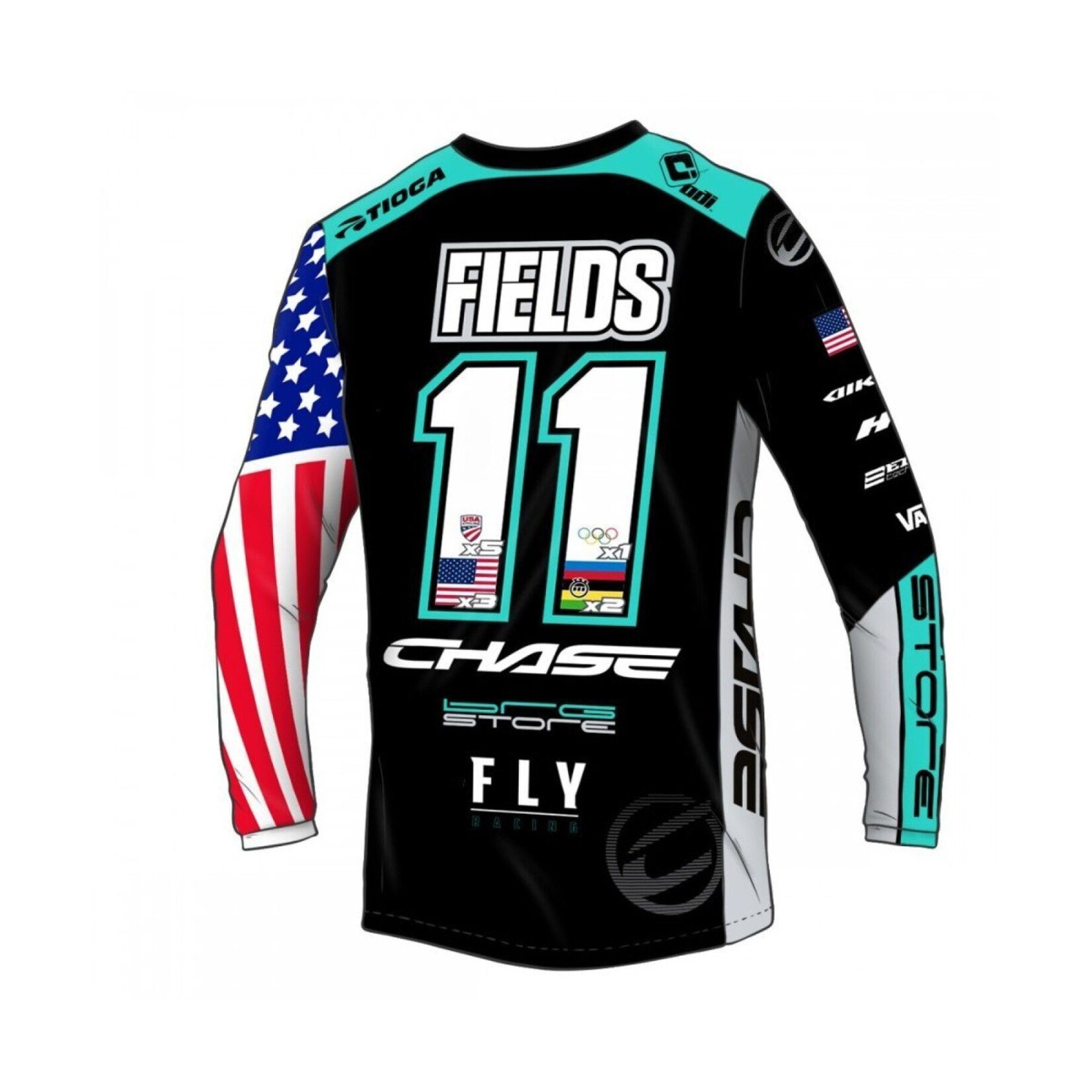 Chase Bicycles Chase Team Jersey Connor Fields Replica 2024 Black/Teal  XL