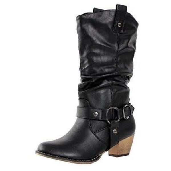 black silver buckle boots