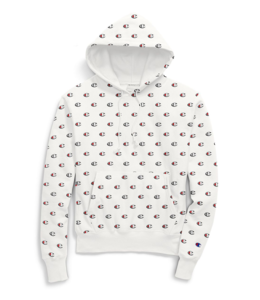 white champion all over print hoodie