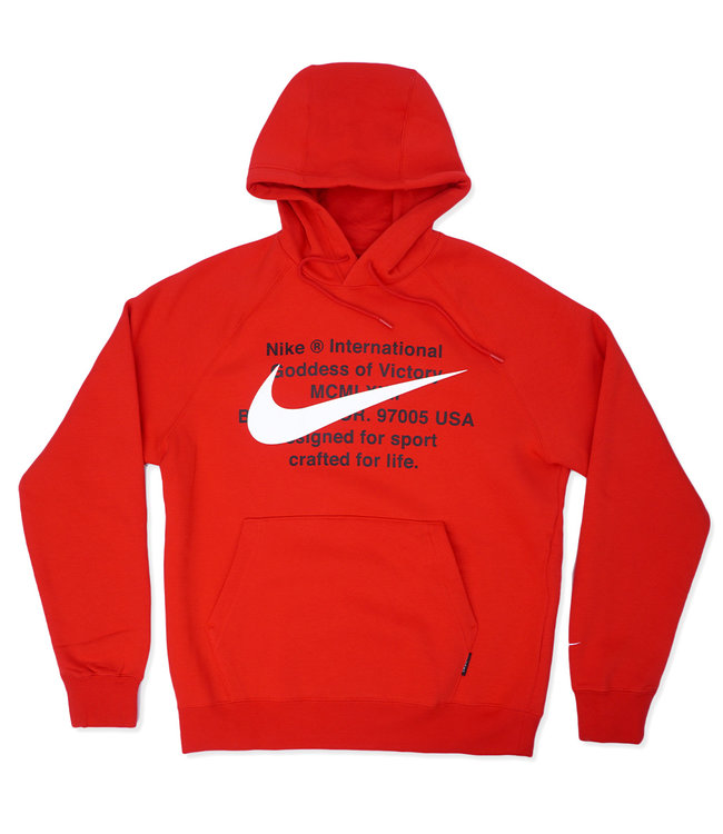 red nike hoodie with white swoosh