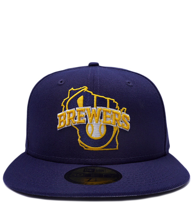New Era Milwaukee Brewers State Logos 59fifty Fitted Hat Navy Moda3