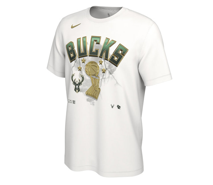 Nike 2021 Milwaukee Bucks NBA Finals Champions Shirt Black Size M