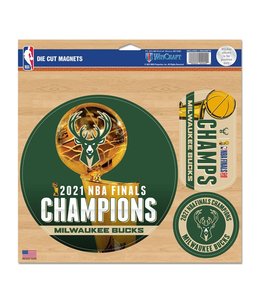 WINCRAFT BUCKS 2021 NBA CHAMPIONS 11"x11" VINYL MAGNET