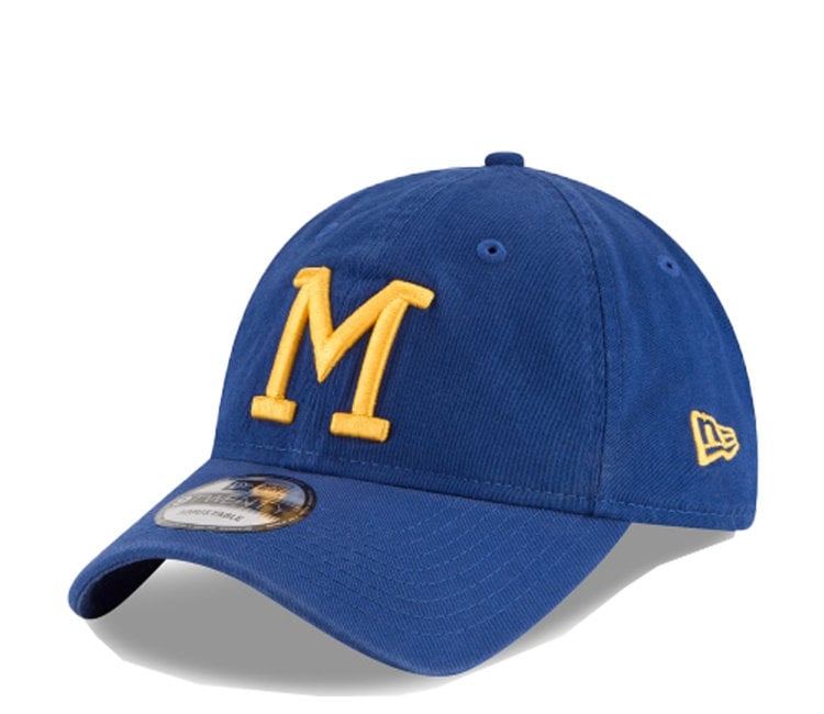 New Era Adult Milwaukee Brewers Adjustable Strapback Core Classics Logo Cap Hat White