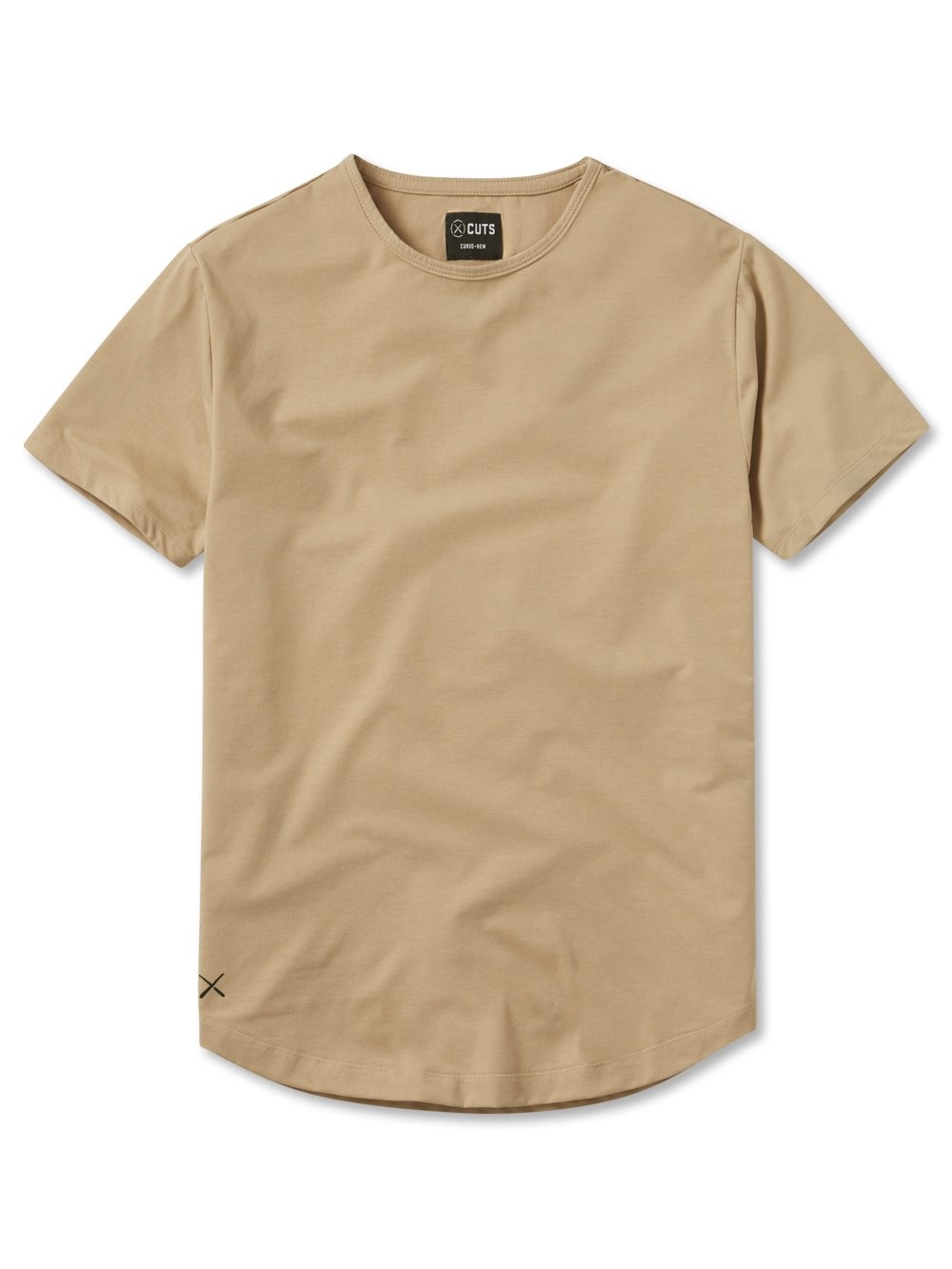 Cuts Crew Curve Hem T-Shirt - Coast