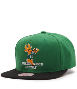 Mitchell & Ness Milwaukee Bucks Front Loaded Black Adjustable Snapback  Hat Cap