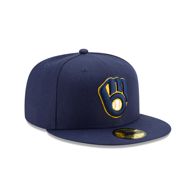 Milwaukee Brewers New Era on Field Diamond Era 59FIFTY Fitted Hat - White/Navy