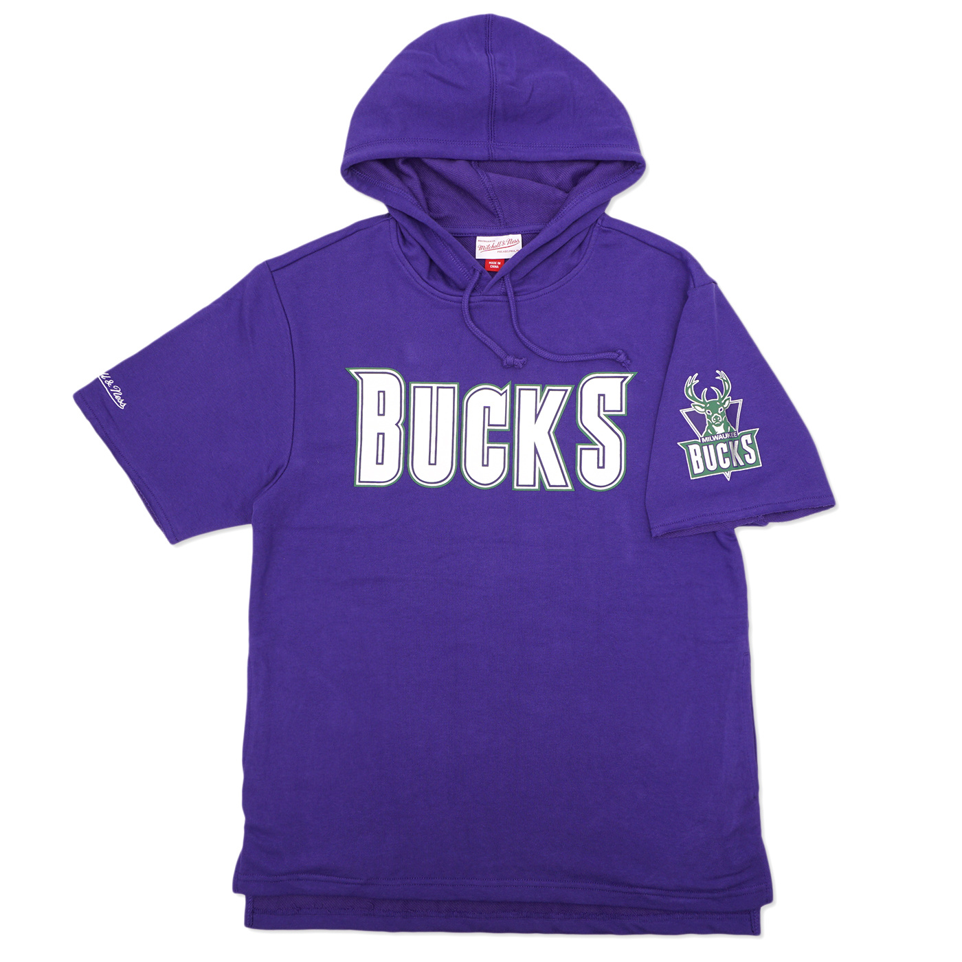 Mitchell & Ness Men's Bucks Postgame Short Sleeve Hoodie Grey Size 3XL | MODA3