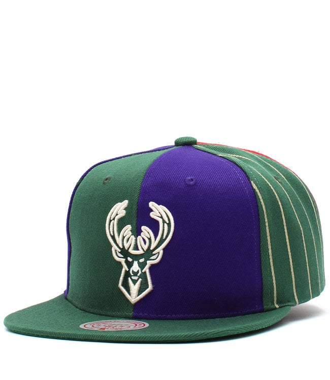 MITCHELL AND NESS Bucks What The Pinstripe Snapback Hat