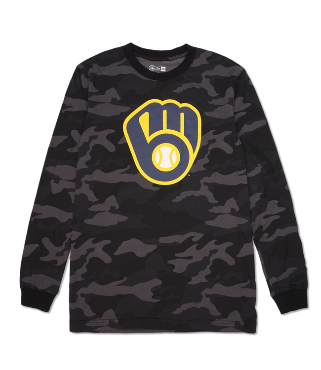 New Era Men's Brewers Camo Long Sleeve Tee Black Size L | MODA3