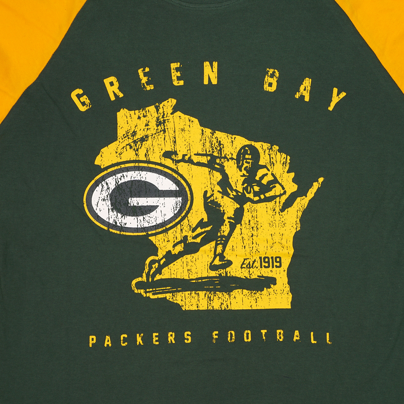 Green Bay Packers New Era Current Raglan Long Sleeve T-Shirt - Green