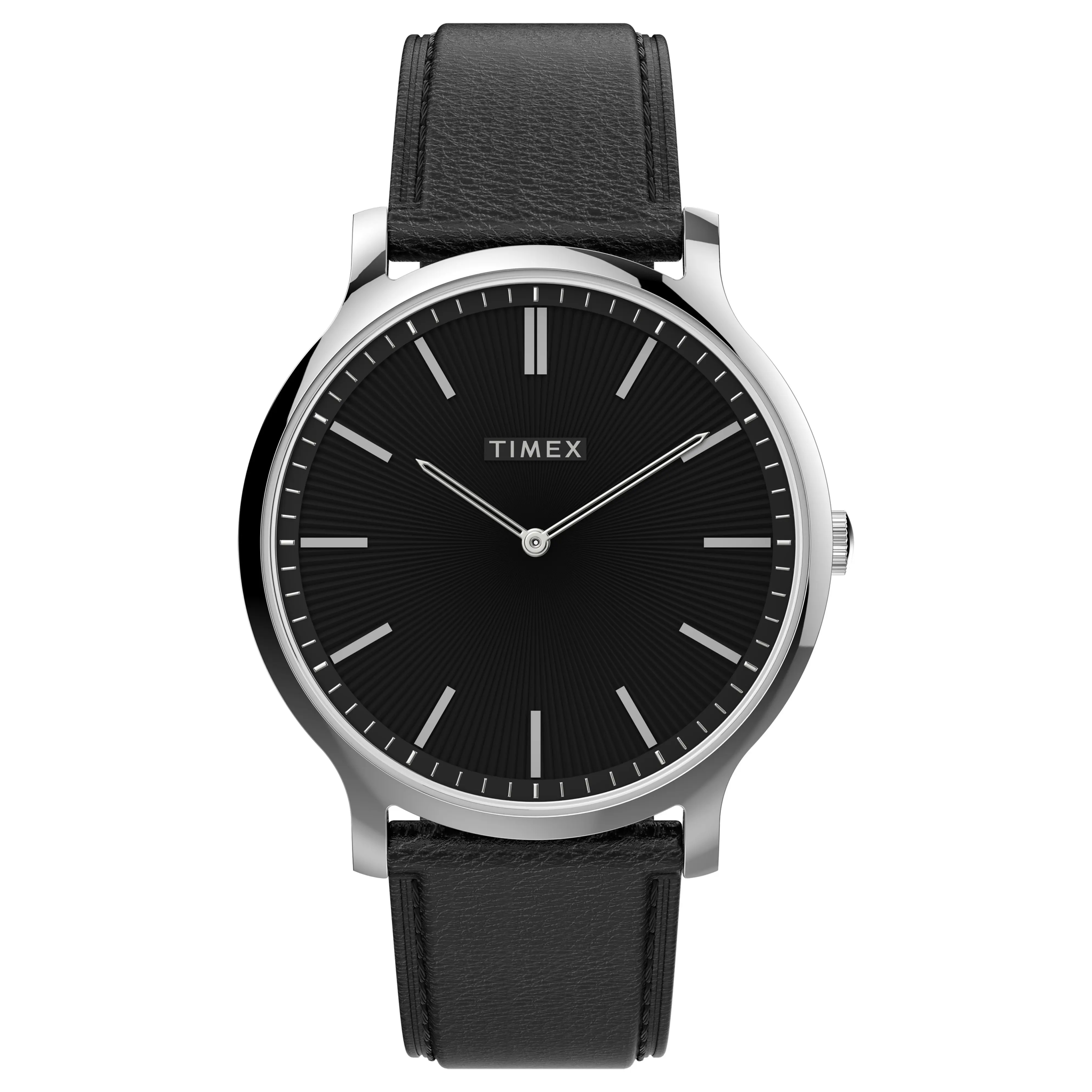 Timex Adorn Leather Strap Watch - Black/Silver - MODA3