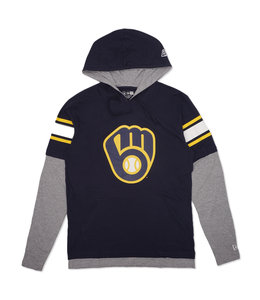 NEW ERA BREWERS HOODED LONG SLEEVE TEE