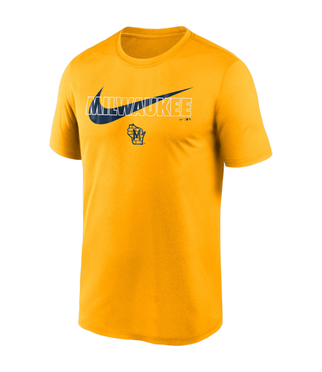 NEW NIKE Milwaukee Brewers Men's Yellow 3/4-Sleeve T-Shirt