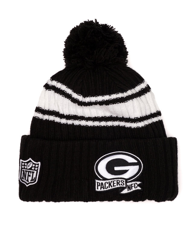 New Era Green Bay Packers '22 Sport Knit Beanie - Black/White - MODA3