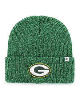 New Era Green Bay Packers Black Letter Knit Cuff Beanie - Black