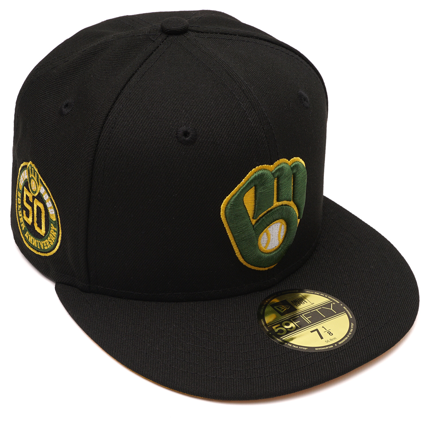 Milwaukee Baseball Hat Black Beer Barrel Man New Era 59FIFTY Fitted Black / Cornsilk | White | Black / 8