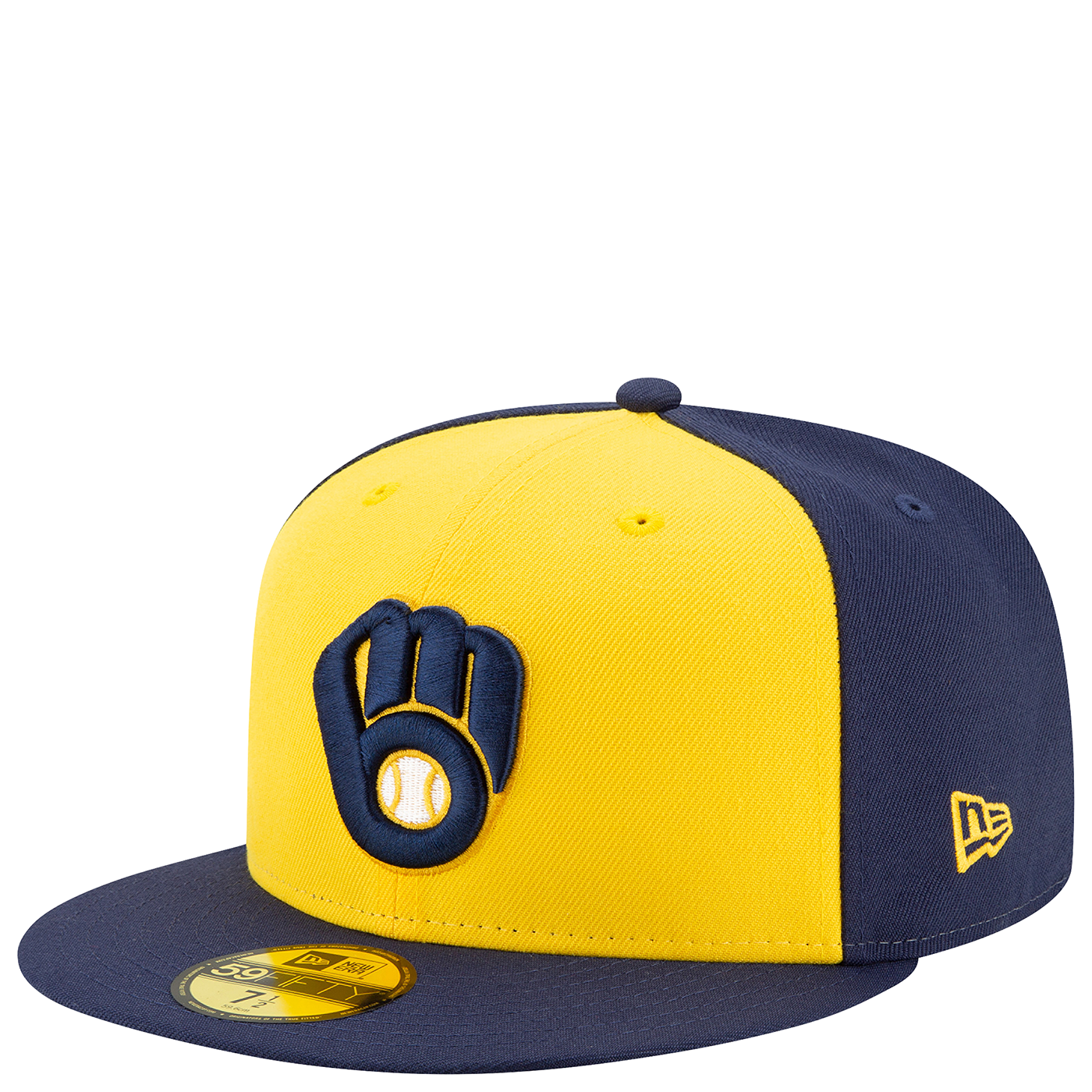 New Era Milwaukee Brewers Authentic 59Fifty Fitted Hat Gold Navy