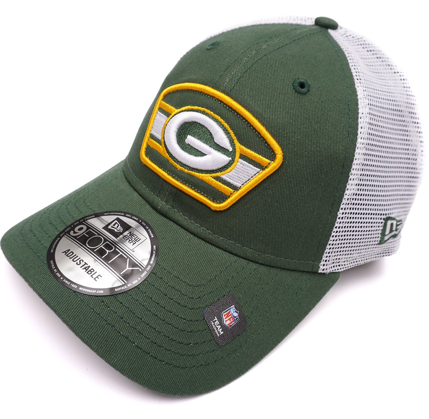 New Era Green Bay Packers Team Stripe 9Forty Trucker Hat - Green - MODA3