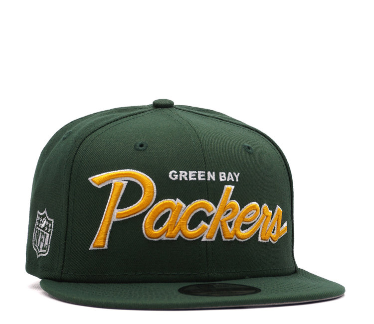 New Era Green Bay Packers Team Script 9Fifty Snapback Hat - Green - MODA3