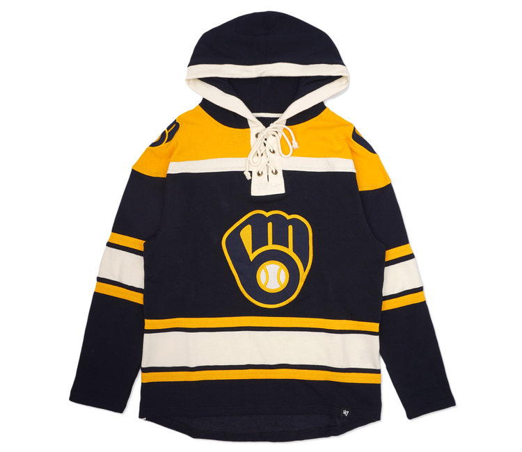 Milwaukee Brewers '47 Brand Sandstone Women's Harper Hooded Sweatshirt