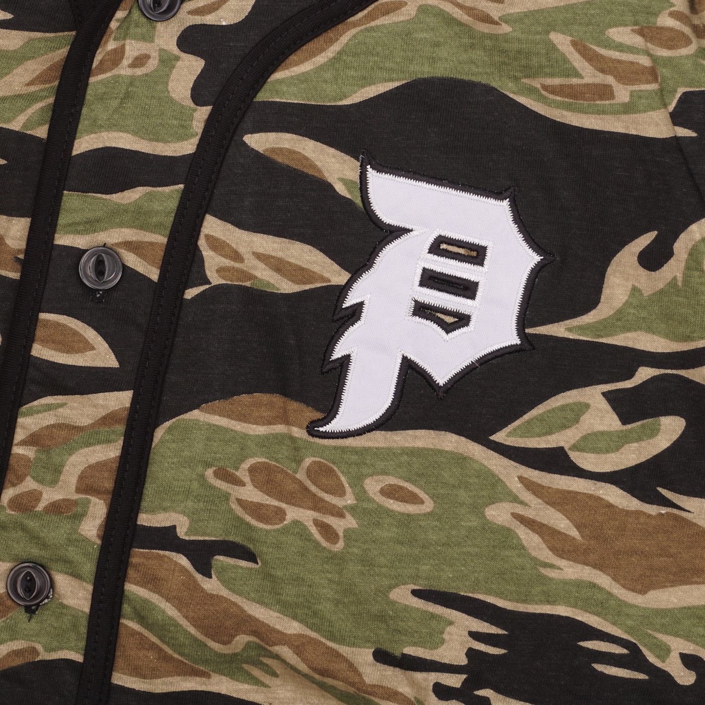 Primitive Tiger Two-Fer Hooded Camo Baseball Jersey