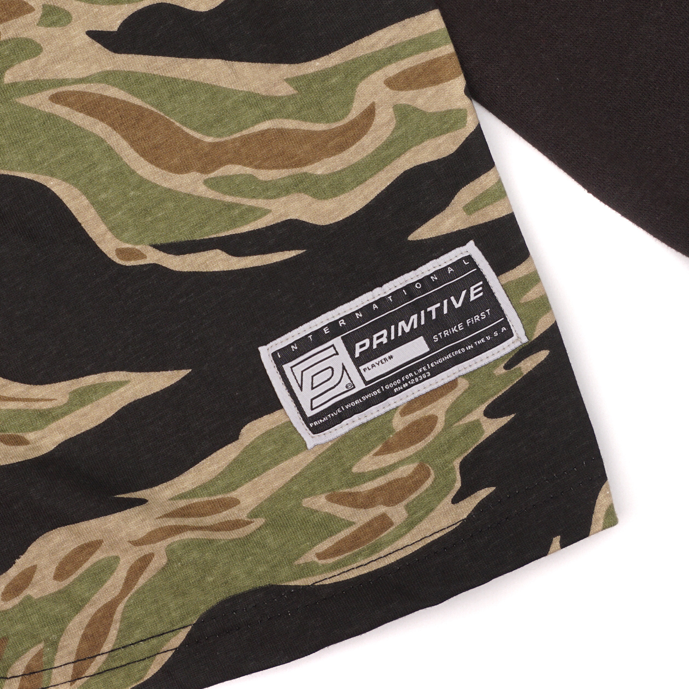Primitive Tiger Two-Fer Hooded Camo Baseball Jersey - Size XL - Green - Jerseys - Men's Clothing at Zumiez