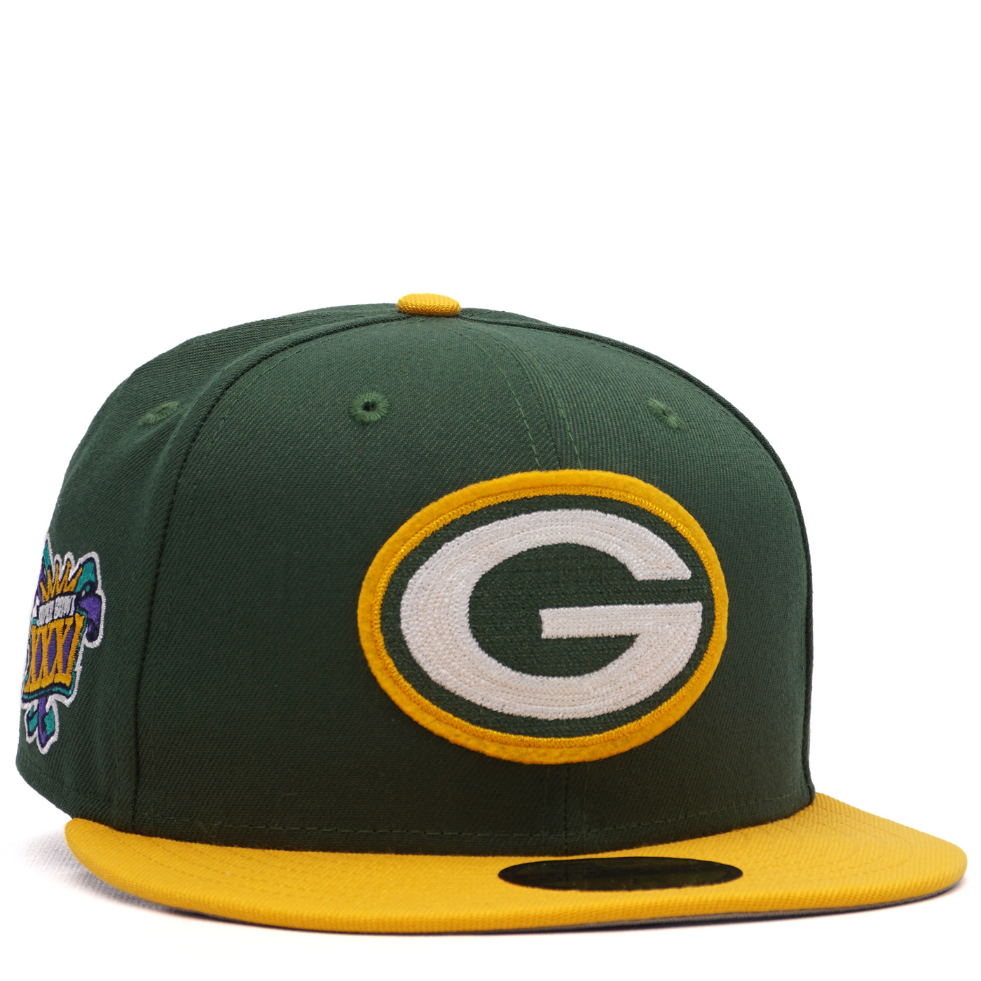 New Era Green/Gold Green Bay Packers Super Bowl XXXI Letterman 59FIFTY Fitted Hat