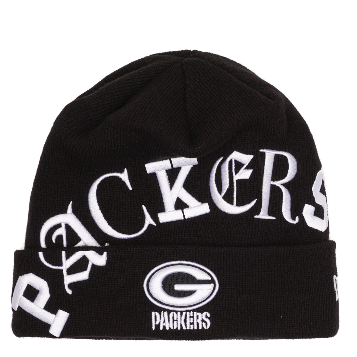 Youth New Era Black Green Bay Packers Social Justice Cuffed Knit Hat - OSFA  