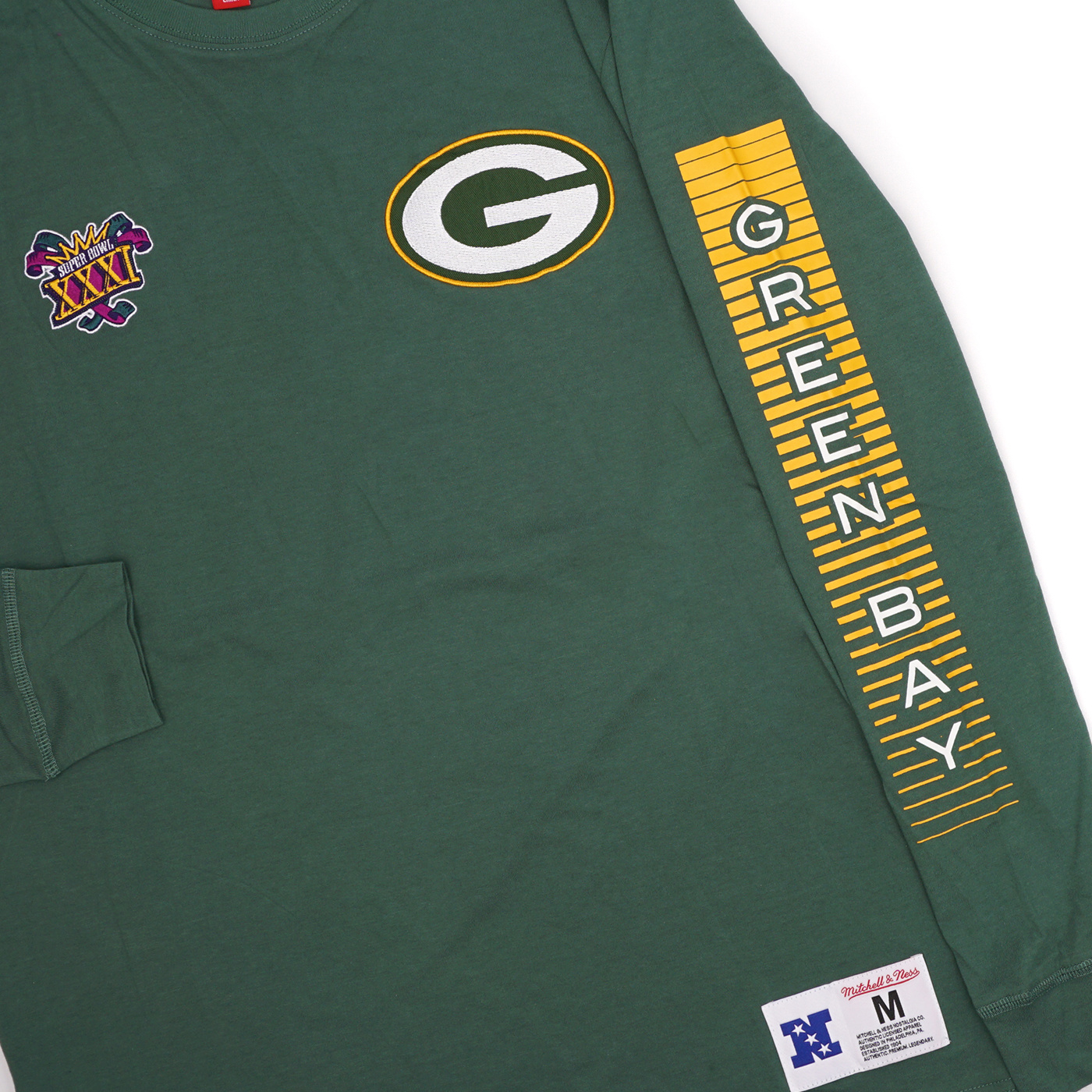 Mitchell & Ness Men's Packers White Name & Number Long Sleeve Tee Green Size XL | MODA3