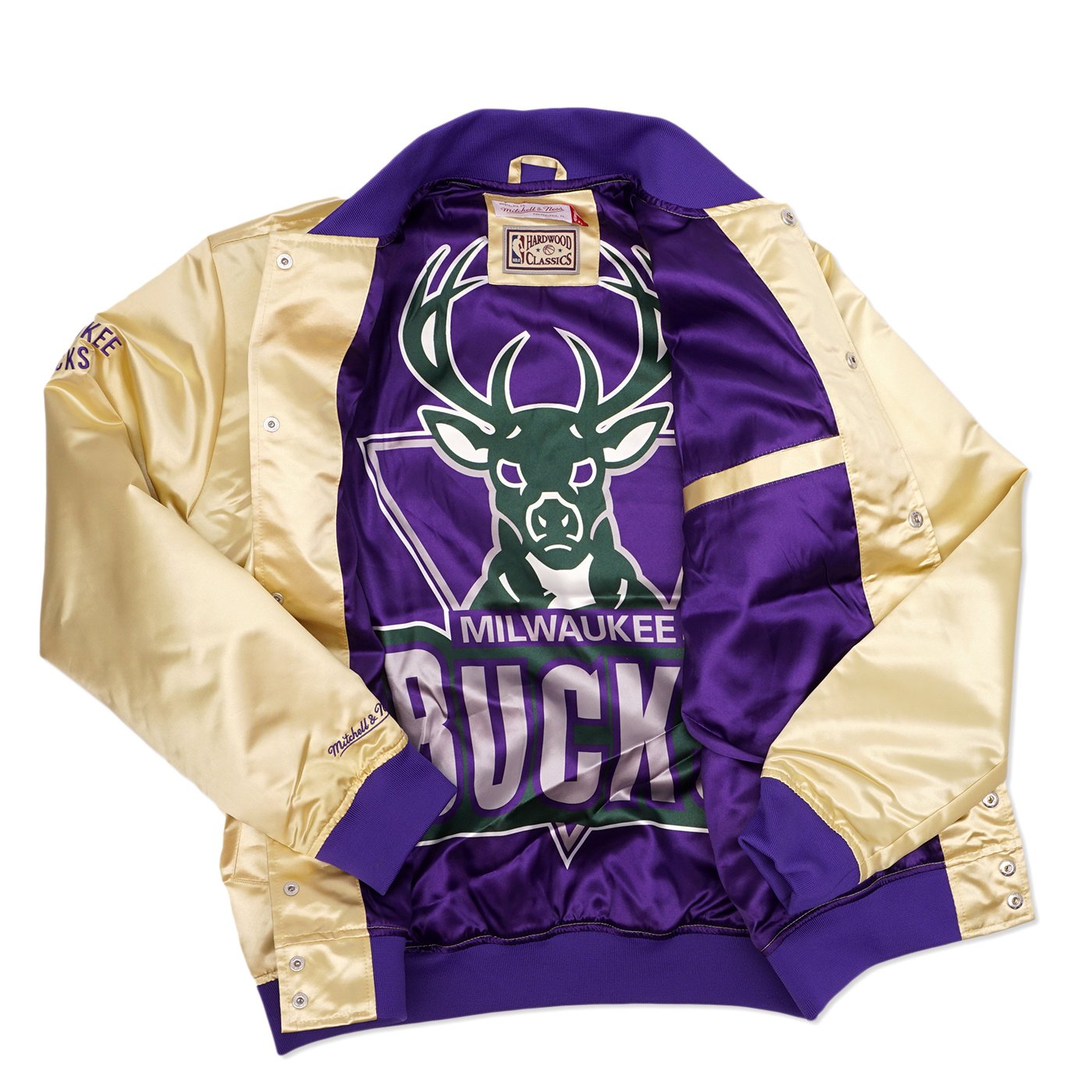 Mitchell & Ness Milwaukee Bucks Purple Heavyweight Satin Jacket