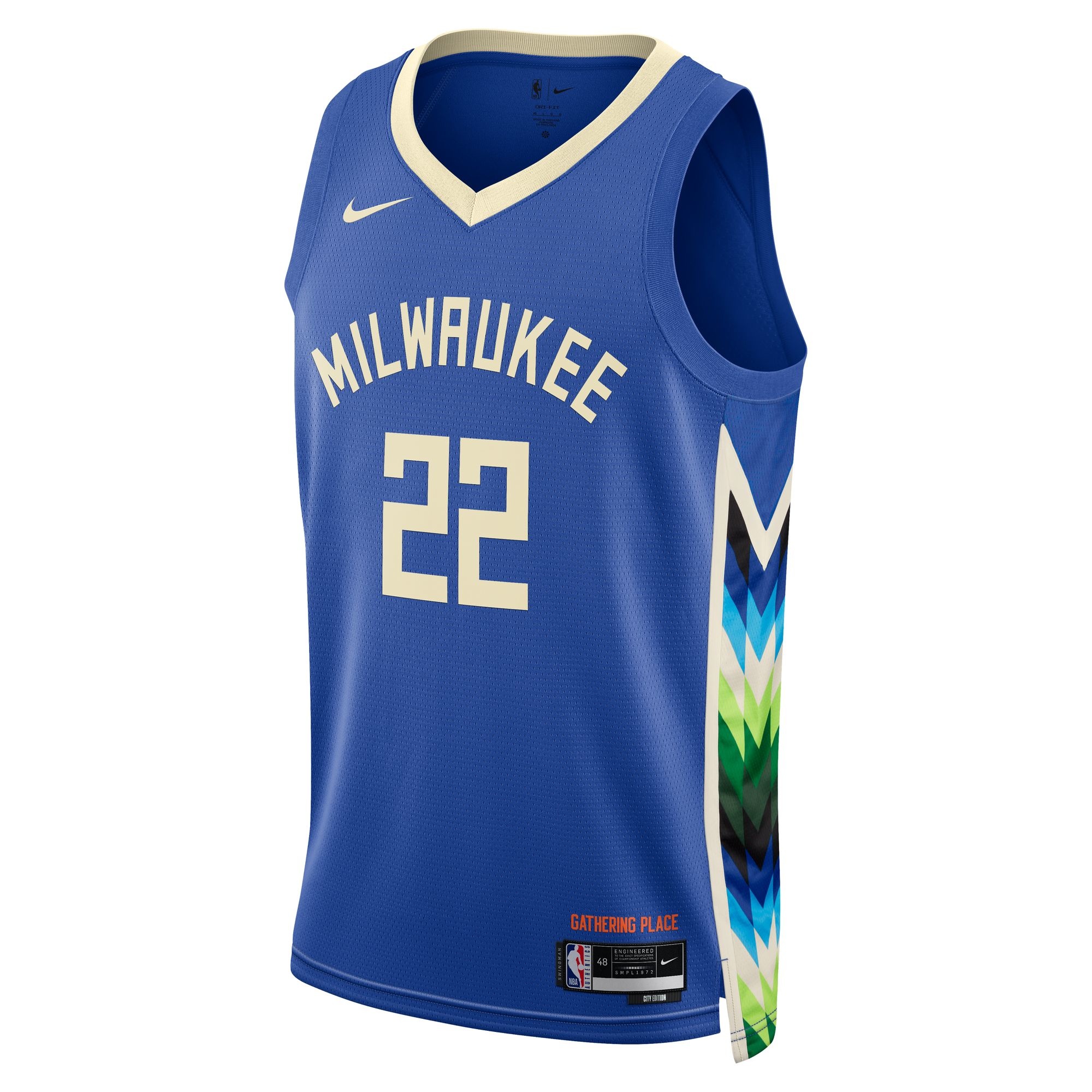 Nike Men's 2021-22 City Edition Milwaukee Bucks Khris Middleton #22 White Dri-Fit Swingman Jersey, XL