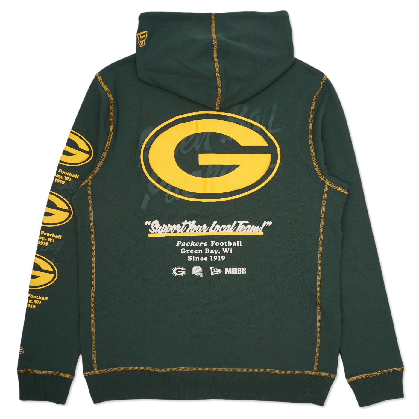 New Era Men's Packers Team Split Pullover Hoodie Green Size M | MODA3