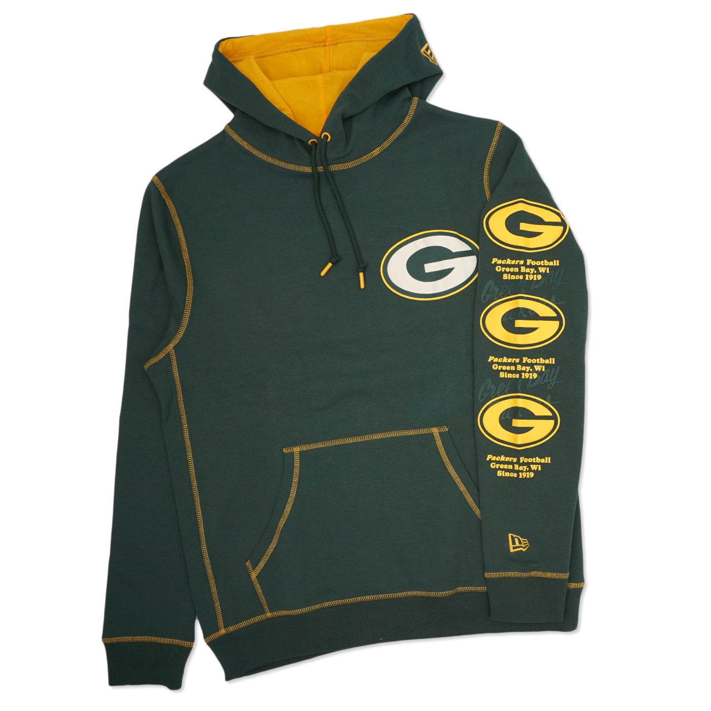 Official New Era Green Bay Packers Team Logo Grey Hoodie 033_B81