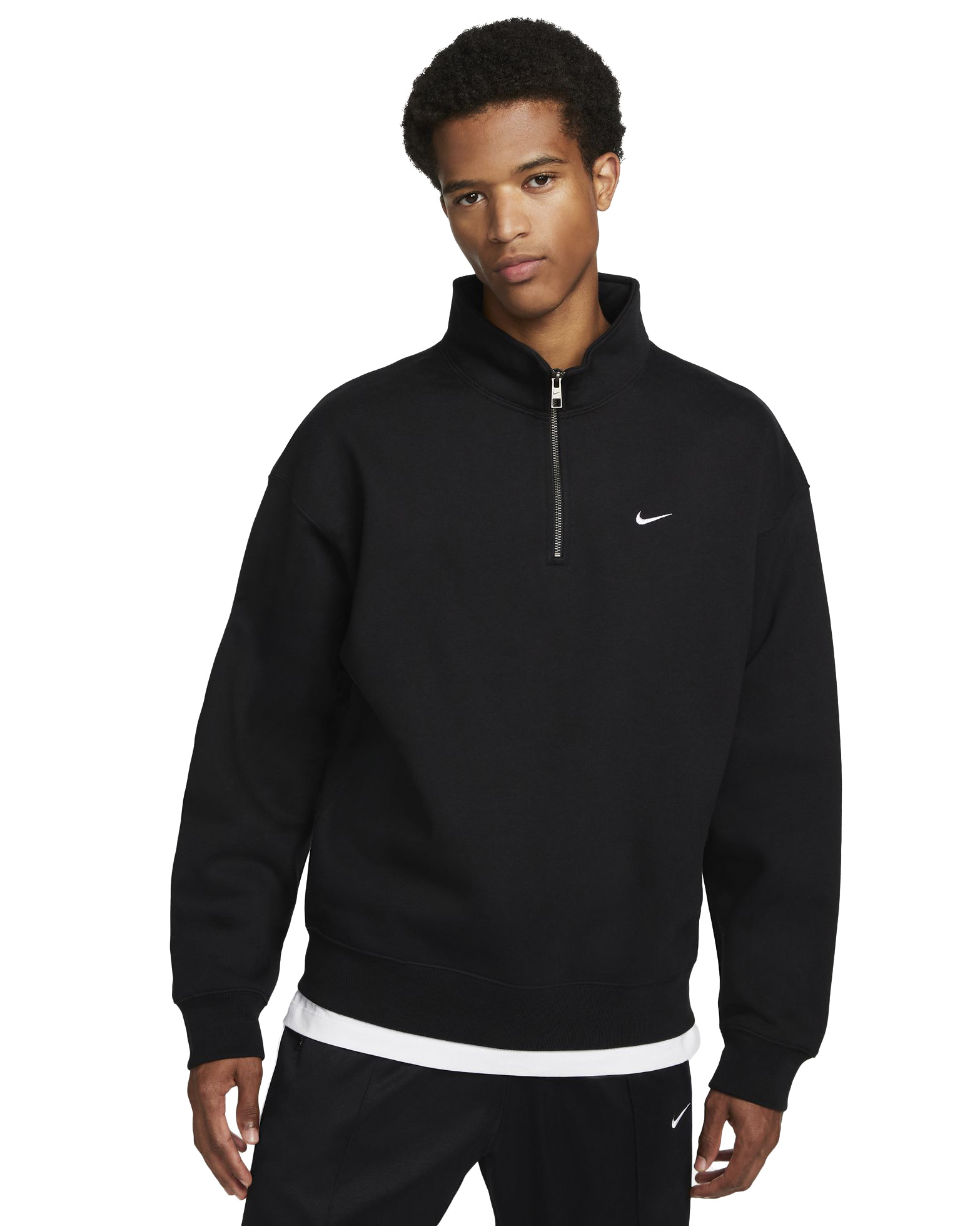 Nike Solo 1/4 Zip Pullover Jacket - Black/White - MODA3