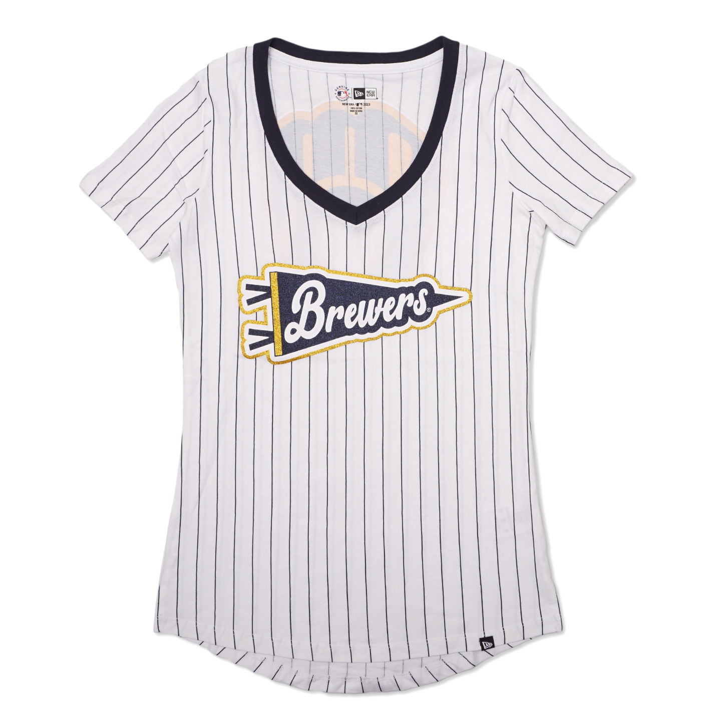 Women's New Era Gold Milwaukee Brewers Jersey V-Neck T-Shirt