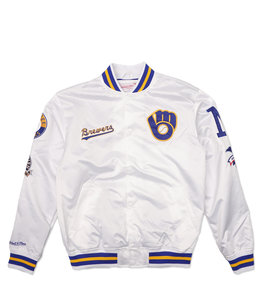 MITCHELL AND NESS BREWERS CITY COLLECTION LIGHTWEIGHT SATIN JACKET