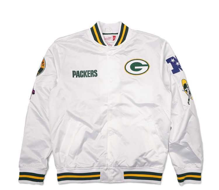 Packers Womens Mitchell & Ness 2.0 Satin Jacket 2XL Green & Gold