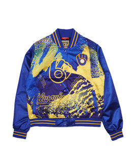 MITCHELL AND NESS BREWERS WOMEN'S SATIN JACKET