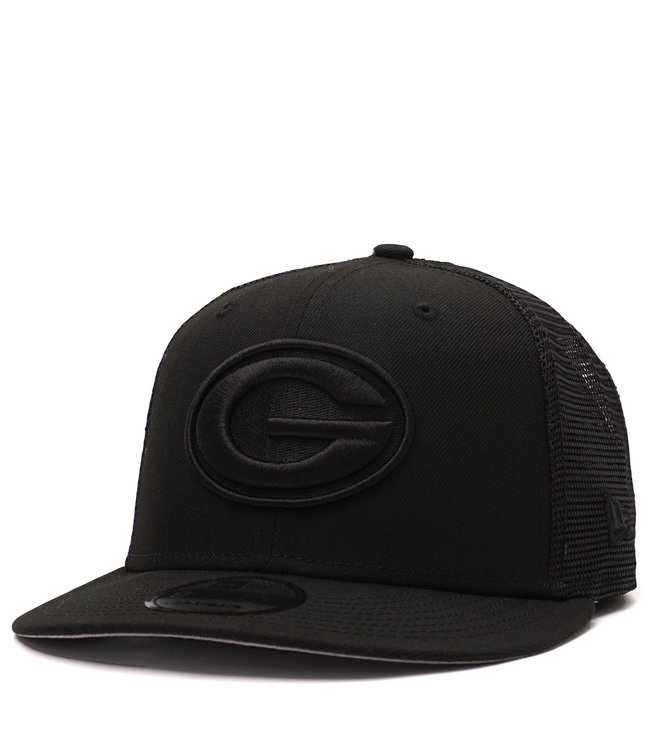 Green Bay Packers New Era Black On Black 9FIFTY Adjustable Hat