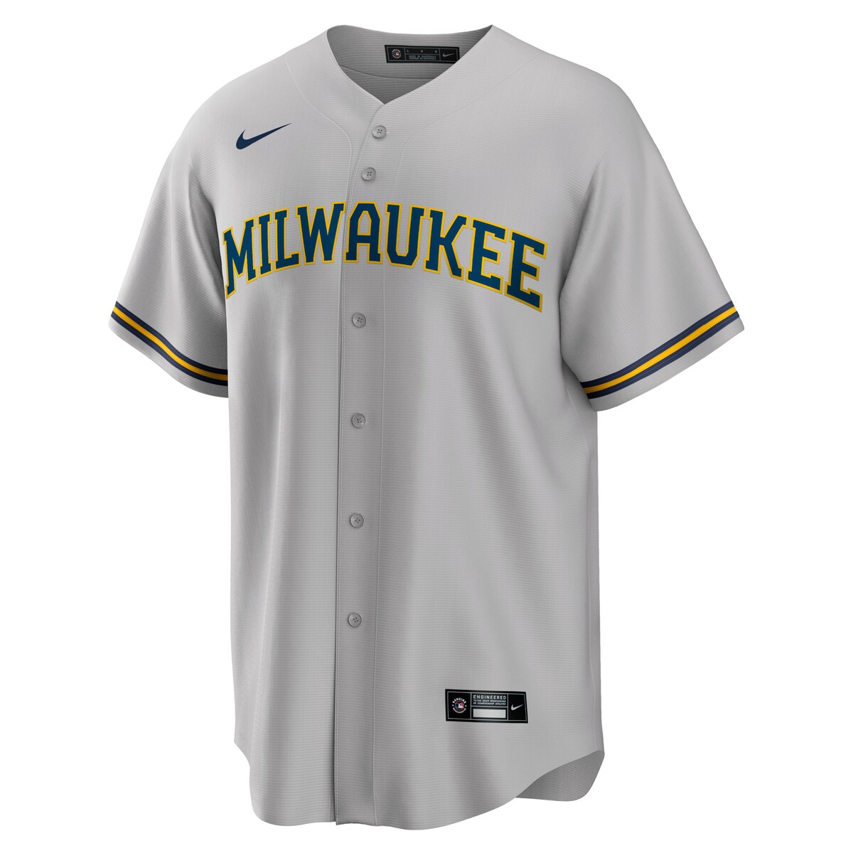 Grey Nike MLB Milwaukee Brewers Road Jersey