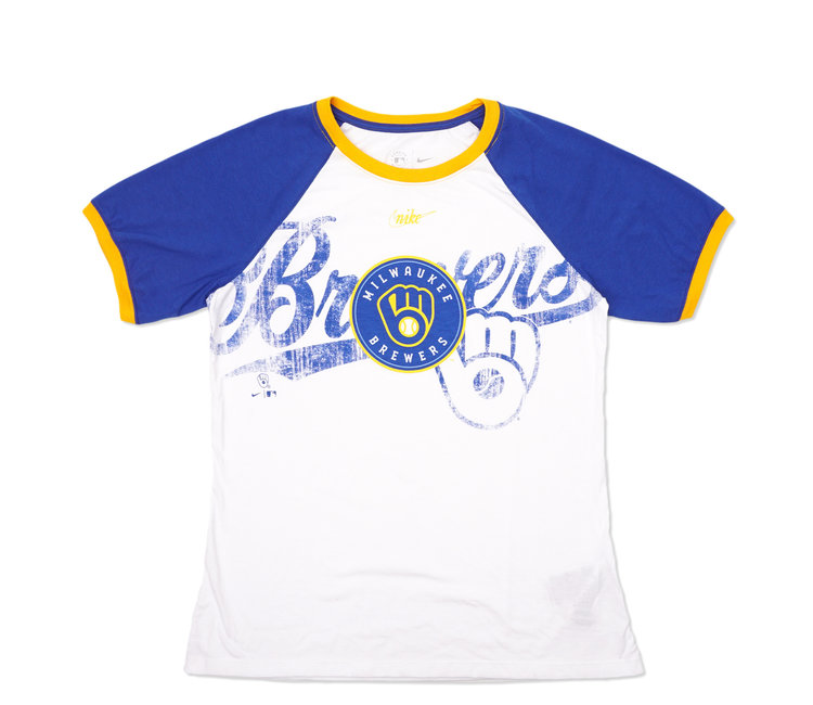 Women's Milwaukee Brewers Ladies Bling T-Shirt Crew Shirt Tee Baseball  Sparkle